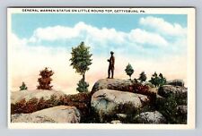 Gettysburg PA-Pennsylvania, Warren Statue On Little Round, Vintage Postcard picture