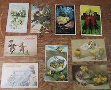 Lot of 9 Vintage Easter Postcards. Chicks, Religious, and Others picture