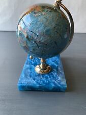 modern aqua blue Pearlized lucite semiprecious stone revolving world globe picture