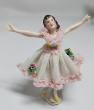 Vintage Dresden-Att Ballerina Porcelain Lace 3.1/2 inchs tall picture