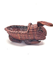 Vintage Wicker Bunny Planter, Woven Rabbit, Intricate Rattan Basket Easter Decor picture