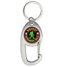 Bigfoot Reasearch Team Yeti Sasquatch Hunter Brushed Silver Carabiner Keychain picture
