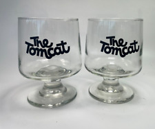 Vintage The Tomcat Stemmed Bar Glasses Footed Rocks 10 oz Cocktail Glass S/2 B51 picture