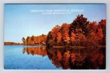 Greenville MI-Michigan, General Greetings Reflections on Water Vintage Postcard picture