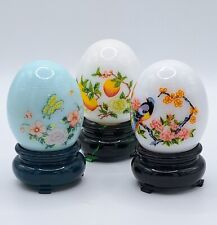 Vintage 3 Avon Collectible Perfume Bottles Shaped Like Eggs, Stands Included picture