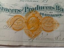 GROCERS AND PRODUCERS BANK OF PROVIDENCE RI 1874CHECK Beautiful  picture