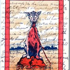 c1910s Comic Crazy Crying Lonesome Cat Sad Cute Trap PC Riddel Carstairs A173 picture