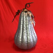 Galvanized Hammered Metal Fall Harvest 22” Tall Faux Rustic Pumpkin Silver picture