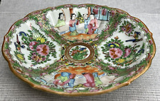 Antique Chinese Export Porcelain Rose Medallion Oval Bowl Dish picture