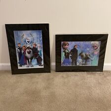 Lot of 2 Disney's Frozen 3D Lenticular Large Wall Art with Mats Elsa Anna Olaf picture