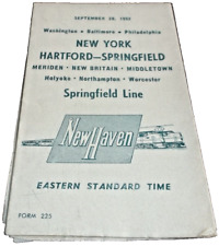 SEPTEMBER 1952 NEW HAVEN NYNH&H SPRINGFIELD LINE PUBLIC TIMETABLE FORM 225 picture
