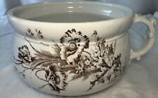VTG A. J. Wilkins Chamber Pot Bowl Planter Brown Floral Royal Ironstone England picture