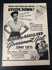 Vintage 1940s “Government Girl” Film Print Ad - Olivia de Havilland picture