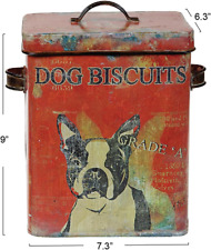 Creative Co-Op Vintage Tin Dog Biscuit Container with Boston Terrier picture