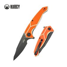 Kubey RBC-1 Folding Knife Orange/White G10 Handle 14C28N Plain Edge KU373B picture