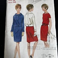 Vintage 1960s Butterick 4157 Back Vent Jacket + Dress Sewing Pattern 18 M/L CUT picture