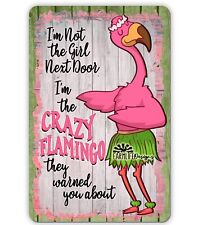 Crazy Flamingo Sign, Flamingo in Grass Skirt they warned you,  8x12 handmade picture