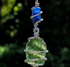 MOLDAVITE & KYANITE Necklace Tektite Crystal 925 Pendant Synergy 12 Metaphysical picture