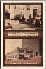 1930s ALBANY New York Postcard THE WELLINGTON HOTEL Lobby /Garage Views LUMITONE picture