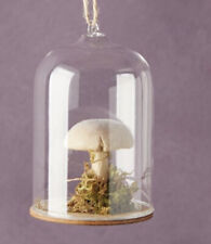 Anthropologie Terrain Mushroom Glass Christmas Cloche Dome Ornament 4” picture