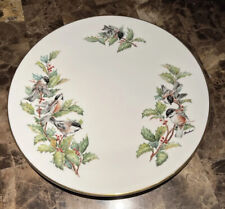 Boehm Dinner Plate Chickadees and Holly 10-3/4” Bone Porcelain 1977 England Vtg. picture
