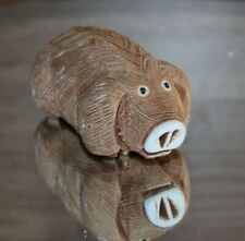 Pig Hand Carved Signed Artesania Rinconada #6 Carved Clay 1970 Uruguay GUC picture