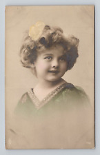 RPPC Beautiful Young Girl Colorized, 1913 Antique Real Photo M4 picture