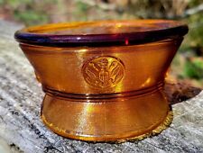 Vintage 1930's ART DECO PADEN CITY AMBER GLASS MILITARY HAT DISH/BOX CANDY DISH picture