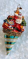 Pre-owned ✨ Radko Santa Claus, Toys Gold Tinsel Cone Ornament 9”H, Excellent picture