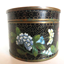 Vintage Chinese Cloisonné Pot Black Floral on Copper 3.5