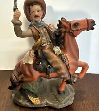 Old Western Cowboy on Galloping Horse Figurine picture