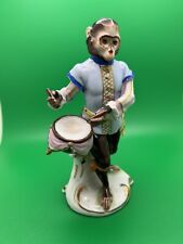 Nineteenth C. Meissen Style Volkstedt Porcelain Monkey Band Drummer picture