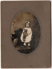 C. 1890s MOUNTED BOARD PHOTO CUTE LITTLE GIRL HOLDING TEDDY BEAR WASHINGTON D.C. picture