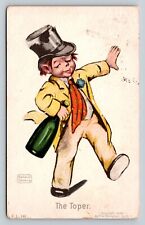 ANTIQUE 1906 Comic Postcard: The Toper Alcoholic Illustration - Rotograph Co. picture