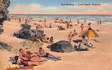 Surf Bathing, a Coral Beach Bermuda c1940 Linen Postcard 9209 picture