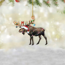 Moose Merry Christmas Ornament, Moose Reindeer Ornament, Moose Xmas Ornament picture