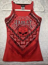Woman’s Harley Davidson Orange and Black Skull Tank Style Top from Down Home HD picture