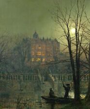Dream-art Oil painting John-Atkinson-Grimshaw-Under-the-Moonbeams landscape art picture