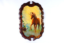Vintage Unicorn Mystical Fantasy Wood Panel Painting Leprechaun Unicorn Lacquer picture