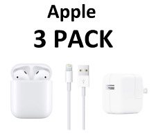 3 PACK NEW-Apple AirPods 2nd Gen With Lighting cable and Wall Charger picture