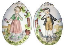 Vintage Ardco Boy and Girl Bisque Ceramic Wall Plaque MINT CONDITION picture