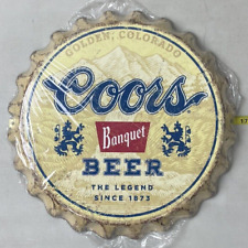 Coors Banquet Beer Bottle Cap Tin Metal Wall Sign 16