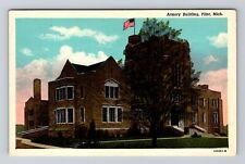 Flint MI-Michigan, Armory Building, Antique Vintage Souvenir Postcard picture