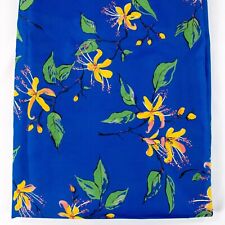 Vintage Dressmaking Fabric 1970s Yellow Flowers on Blue Stylized Floral 45x94 picture