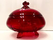 Vintage Viking Mid-Century Modern Three Legged Candy Dish Ruby Red 1956–75 Epic  picture