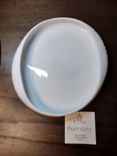 New Partylite White Ceramic Swirl Tectured Bisque Plate Bowl Scalloped Rare 10