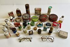 Contents Of Vintage Bathroom Medicine Cabinet, Bottles, Tins Etc. picture