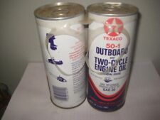 2 Vintage Texaco 50-1 Outboard Motor Oil Cans Full NOS 2 Cycle Snowmobile picture