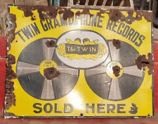 1920's Vintage Double Sided Twin Gramophone Records Porcelain Enamel Sign Board picture