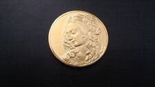 Da Vinci 24K Electroplate Gold Sterling Silver Profile of a Young Woman Medal picture
